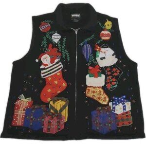 Vintage Designer Originals Studio Women Sweater Vest 90’s Ho Ho Ho Christmas M